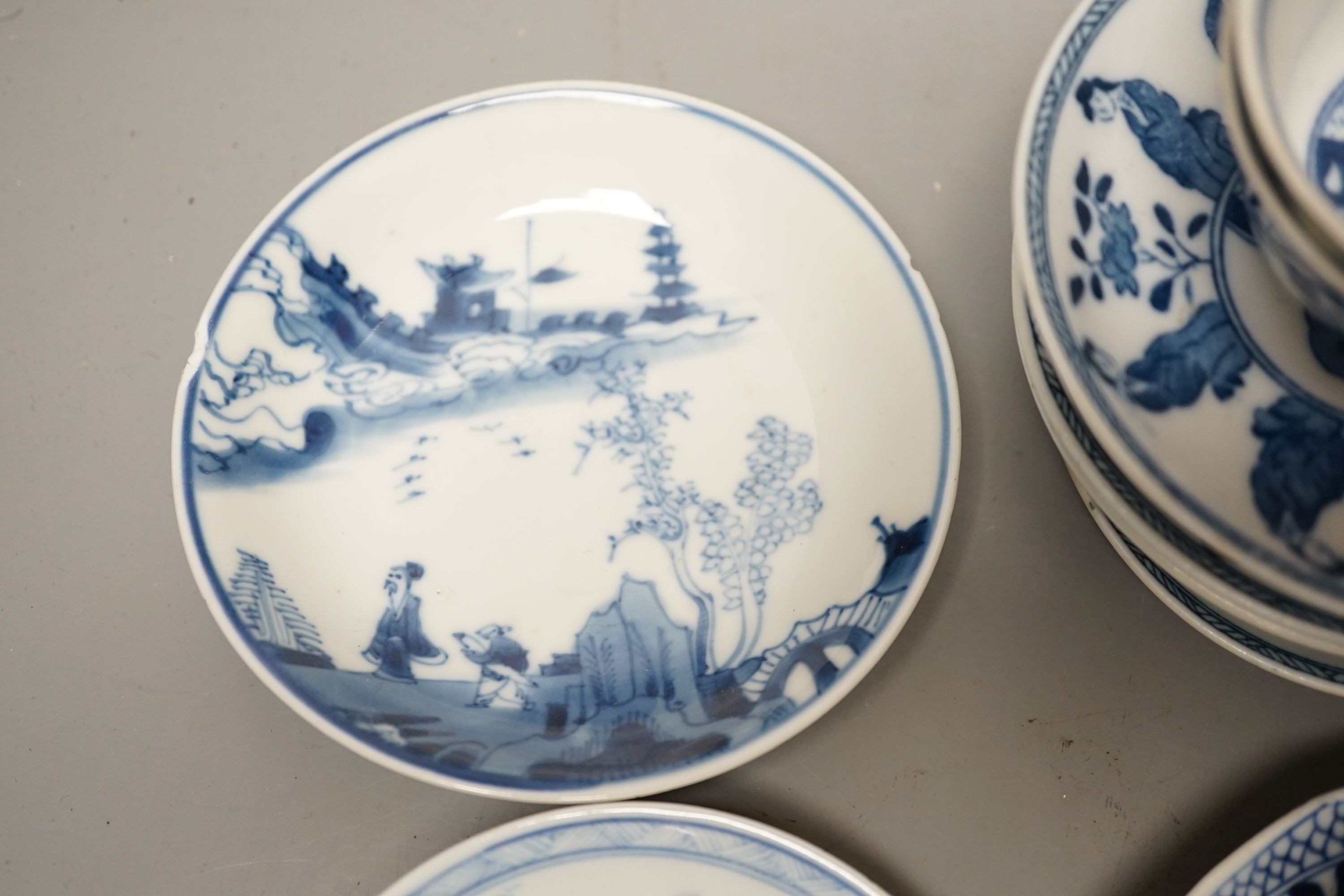 A group of Chinese porcelain teabowls and saucers, 18th-20th century